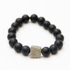 Onyx Crystal Bracelet | Matte + Pyrite Center Stone
