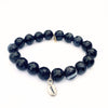 Onyx Crystal Bracelet | Faceted + Silver Coffee Bean Charm