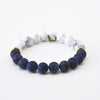Lapis Lazuli Bracelet with Howlite + Gold Hex Nuts
