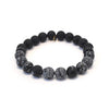 Obsidian Crystal Bracelet | Matte Snowflake with Lava + Hex Nuts