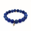 Lapis Lazuli Crystal Bracelet | Matte + Brass Cross Charm