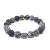 Obsidian Crystal Bracelet | Matte Black Snowflake + Buddha