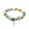 Moss Agate Crystal Bracelet | Silver Feather