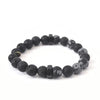 Obsidian Crystal Bracelet | Matte Snowflake with Lava + Hex Nuts