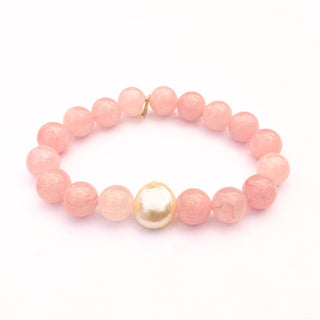 Rose Quartz Crystal Bracelet | Freshwater Pearl
