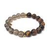 Tiger Eye + Smoky Quartz Crystal Bracelet | Gold Rings