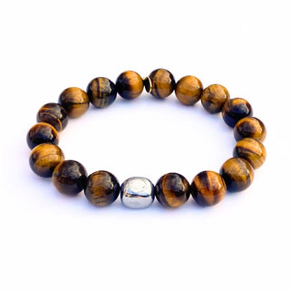 Tiger Eye Crystal Bracelet | Hematite Center Stone