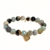 Amazonite Bracelet + Gold Wrapped Druzy Heart Charm