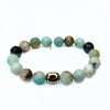 Amazonite Crystal Bracelet | Gold Hematite Bean Center Stone