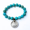 One-of-a-Kind Bright Blue Turquoise Bracelet | Vintage Silver Foreign Coin