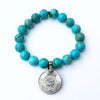 One-of-a-Kind Bright Blue Turquoise Bracelet | Vintage Silver Foreign Coin