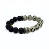 Dalmatian Jasper + Lava Bracelet with Hex Nuts