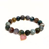 Fancy Jasper Bracelet | Pink Druzy Heart Charm