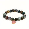 Fancy Jasper Bracelet | Pink Druzy Heart Charm
