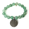 Vintage Silver Foreign Coin on a Green Strawberry Quartz Bracelet