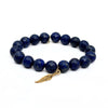 Lapis Lazuli Bracelet | Brass Feather Charm