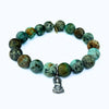 Buddha Bracelet | African Turquoise + Silver Buddha Charm