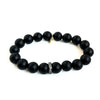 Onyx Bracelet with Oxidized Silver CZ Ring