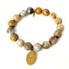 Mexican Crazy Lace Agate Bracelet + Virgin Mary Medallion | One-of-a-Kind