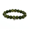 Olive Jade Bracelet + Silver Cross Charm
