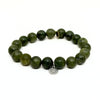 Olive Jade Bracelet + Sterling Silver Heart Charm
