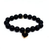 Onyx Bracelet + Black Druzy Heart Charm