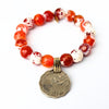 1961 Foreign Coin + Orange Fire Agate Bracelet | One-of-a-Kind