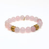 Rose Quartz Bead Bracelet | Gold Rings