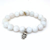 Snow Moonstone Bracelet | Silver Hamsa Charm