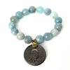 Coastal Aquamarine + Foreign Silver Coin with a Green Onyx Stone | One-of-a-Kind