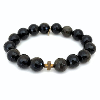 Green Obsidian Bracelet | Always Together Bronze Plus Sign