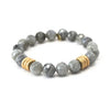Labradorite Crystal Bracelet | Faceted Gray with Gold Rings