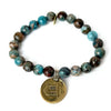 Cerulean Agate Bracelet + Vintage Foreign Gold Coin | One-of-a-Kind