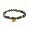 Labradorite Bracelet + Pale Yellow Druzy Heart Charm