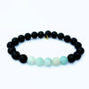 Lava Beads Bracelet | 8mm Aquamarine + Lava