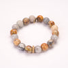 Orange, brown, and gray Mexican crazy lace agate crystal bead bracelet with one gold ring