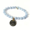 Sky Blue Aquamarine Bracelet + Vintage Foreign Silver Coin