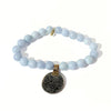 Sky Blue Aquamarine Bracelet + Vintage Foreign Silver Coin