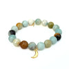 Amazonite Bracelet + Gold Crescent Moon Charm
