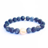 Fire Black Agate Crystal Bracelet | Matte with a Pearl