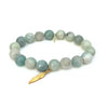 Aquamarine Bracelet + Gold Feather Charm