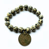 One-of-a-Kind Jasper Crystal Bracelet | Dalmatian with a Foreign Coin