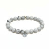 Howlite Bracelet + Sterling Silver Heart Charm