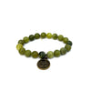 Olive Jade Bracelet + Brass Om Charm