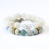 Moonstone Crystal Bracelet | Cream Faceted + Clear Quartz Center Stone
