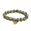 Dalmatian Jasper Bracelet + Pale Yellow Druzy Heart Charm