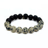 Dalmatian Jasper + Lava Bracelet with Hex Nuts
