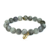 Matte Labradorite Bracelet + Brass Coffee Bean Charm