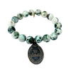 Moss Agate Crystal Bracelet | One-of-a-Kind with a Buddha Amulet