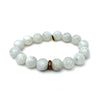 12mm Moonstone Bracelet + Vintage Brass Ring